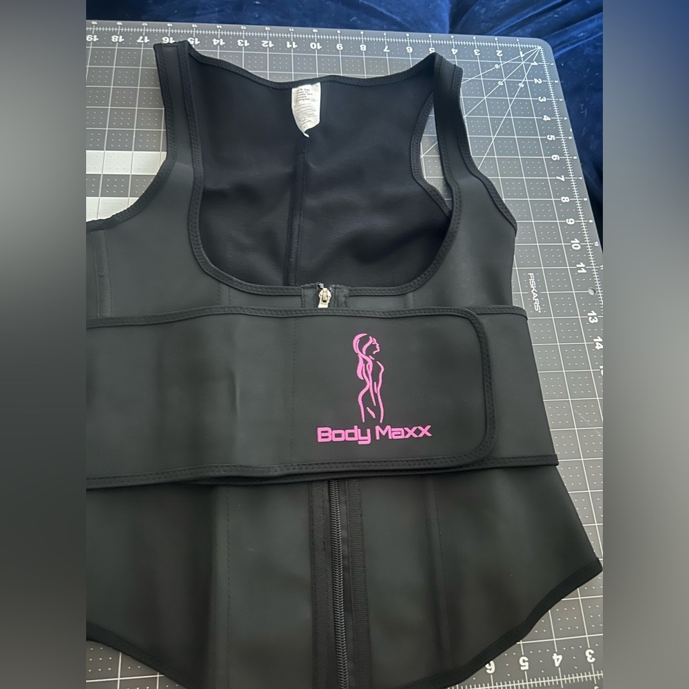 Black Waist Trainer Vest with Pink Logo